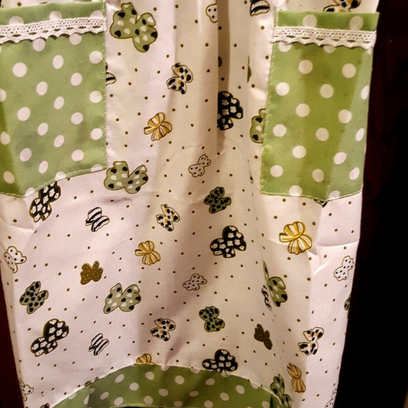 NWT full length dot&bow pattern pinafore bib apron - Picture 3 of 5
